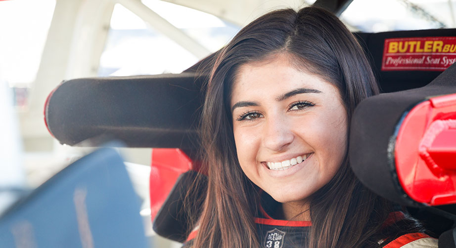 BAKERSFIELD, CA - OCTOBER 27: Hailie Deegan smiles for a photo ahead of her race at Kern County Raceway Park on October 27, 2018 in Bakersfield, California. (Photo by Meg Oliphant/Getty Images) | Getty Images